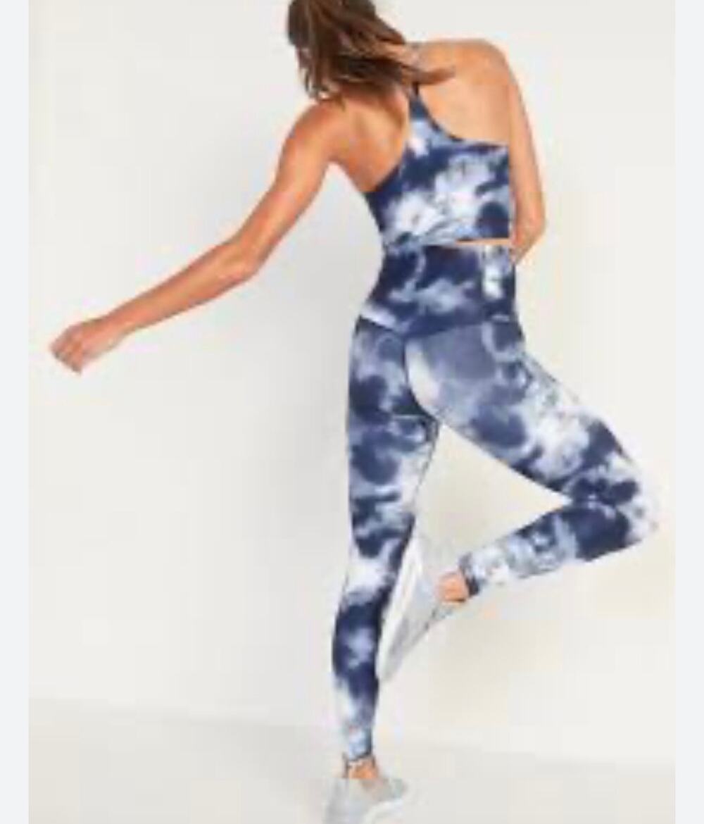 SET high waisted powersoft tie dye leggings and crop tank top